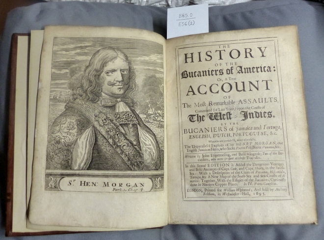 Title-page and frontispiece of The history of the bucaniers of America [B85.0/ES6(2)]