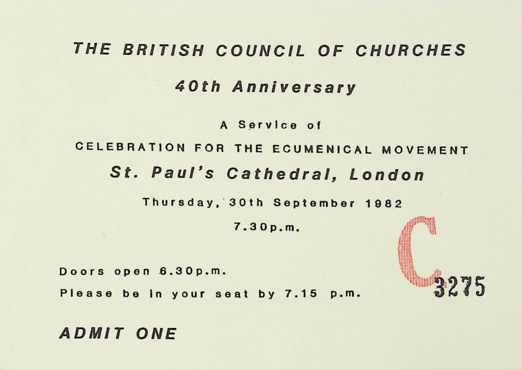 Ticket to the BCC 40th Anniversary Service