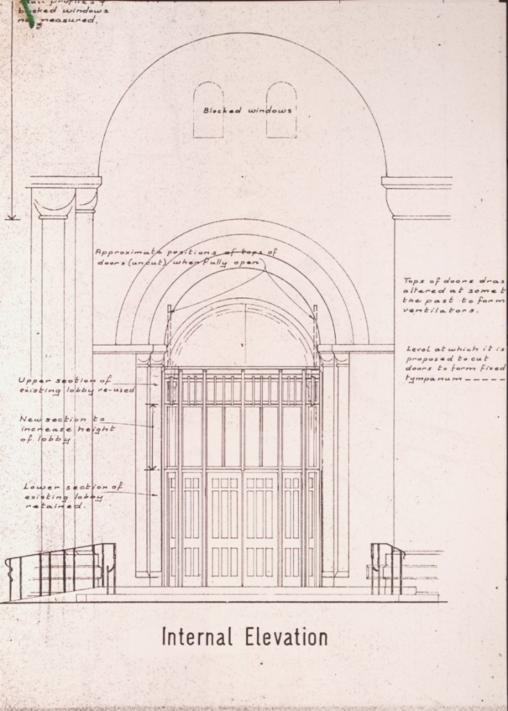 A plan showing how a draught lobby could be attached to the North Door of Durham Cathedra